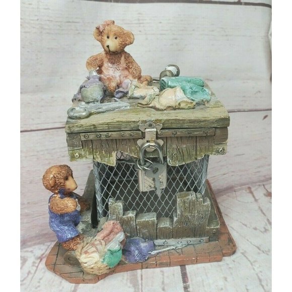 Rare Authentic 3D Bear Lock And Key Decorative Piggy Bank Home Décor - Picture 1 of 12